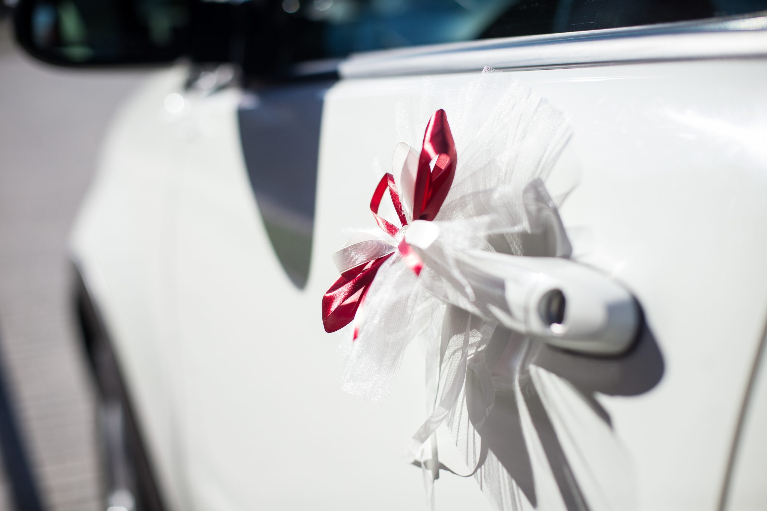 The decorations for wedding car